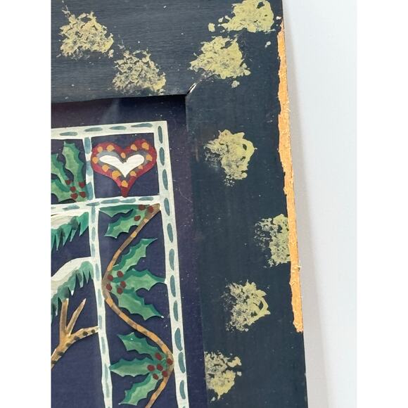 Linda Hale Snowman Scene Wood Damaged Frame Dated 1981 14.5 X 11.5 - Picture 3 of 8